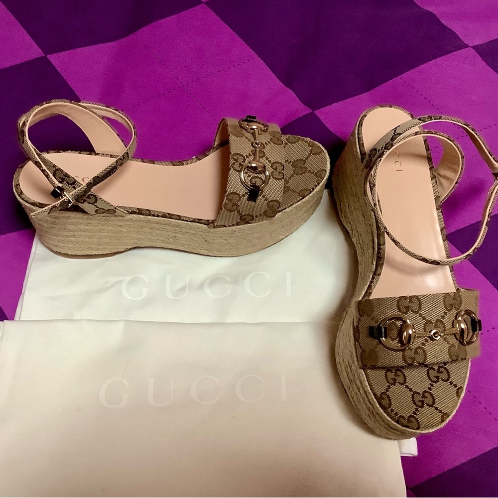 BNIB Gucci Women's Horsebit Espadrille Platform Sandal sz.36 - Picture 5 of 12